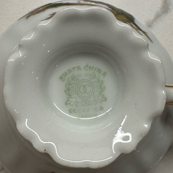 Vintage Tea Cup set: Ohata China Occupied Japan White/Pink Hand Painted Rose Bud - Picture 5 of 5